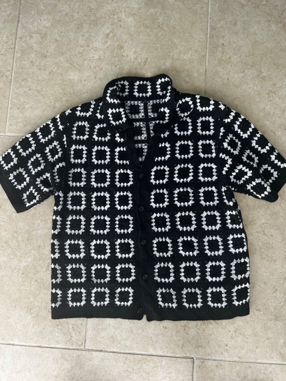 Mens Breathable Relaxed Crochet Ibiza Beach Aesthetic Vintage MEDIUM